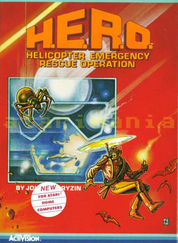 Oryginalna okładka H.E.R.O. on Atari XL/XE