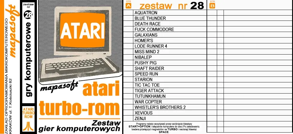 Okładka kasety - MapaSoft Turbo ROM zestaw 28
