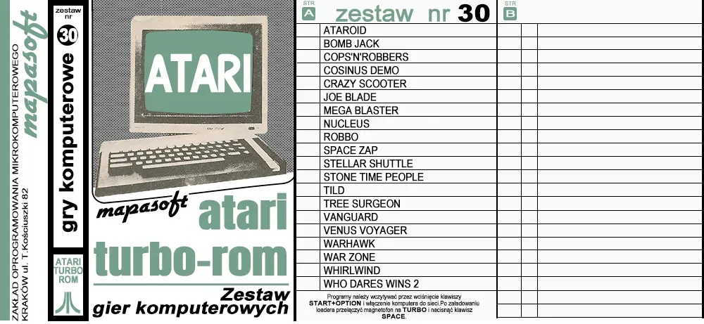 Okładka kasety - MapaSoft Turbo ROM zestaw 30